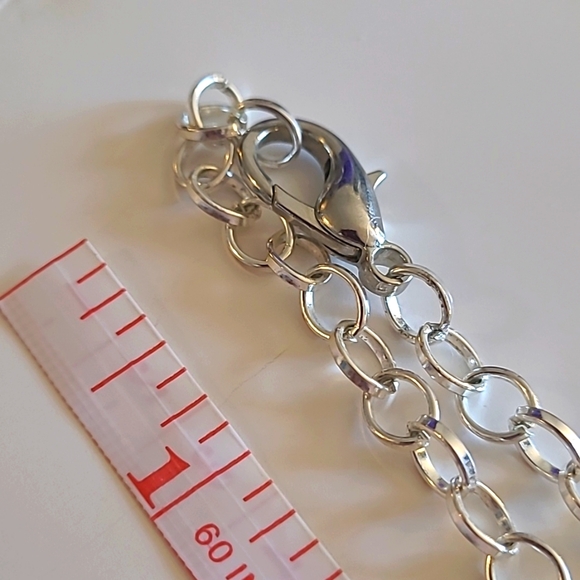 Pink Agate Slice Pendant on Chunky Y2K Chain - Picture 6 of 6